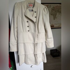 Gianni Bini Cream Double-Breasted Trench Coat